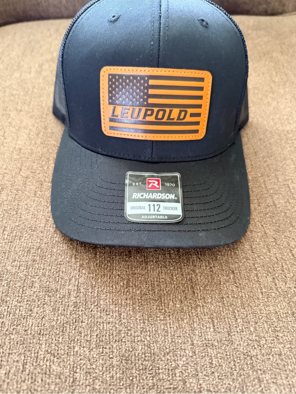 Leupold Black and Orange Trucker Hat - Richardson 112